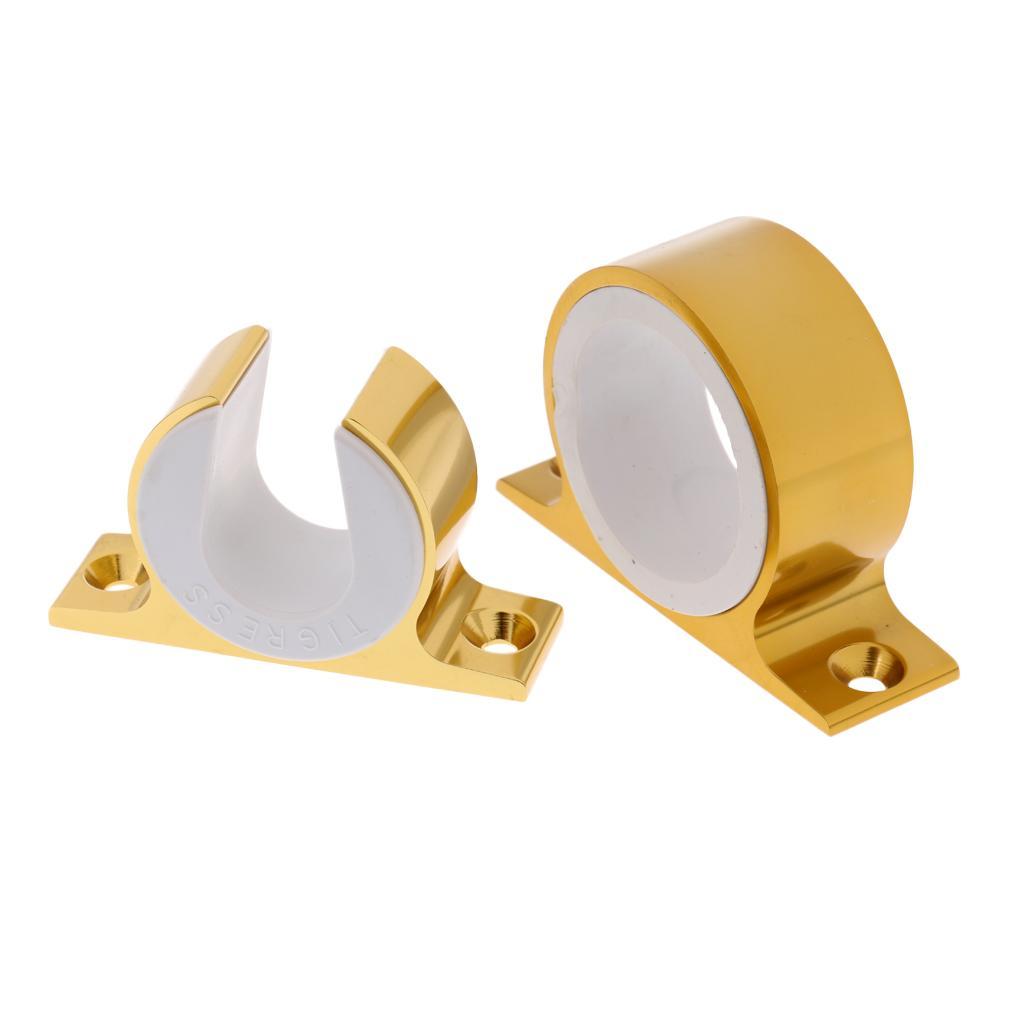 4pcs Stainless Steel Fishing Rod Hanger Wall Mounted Pole Bracket Holder Gold