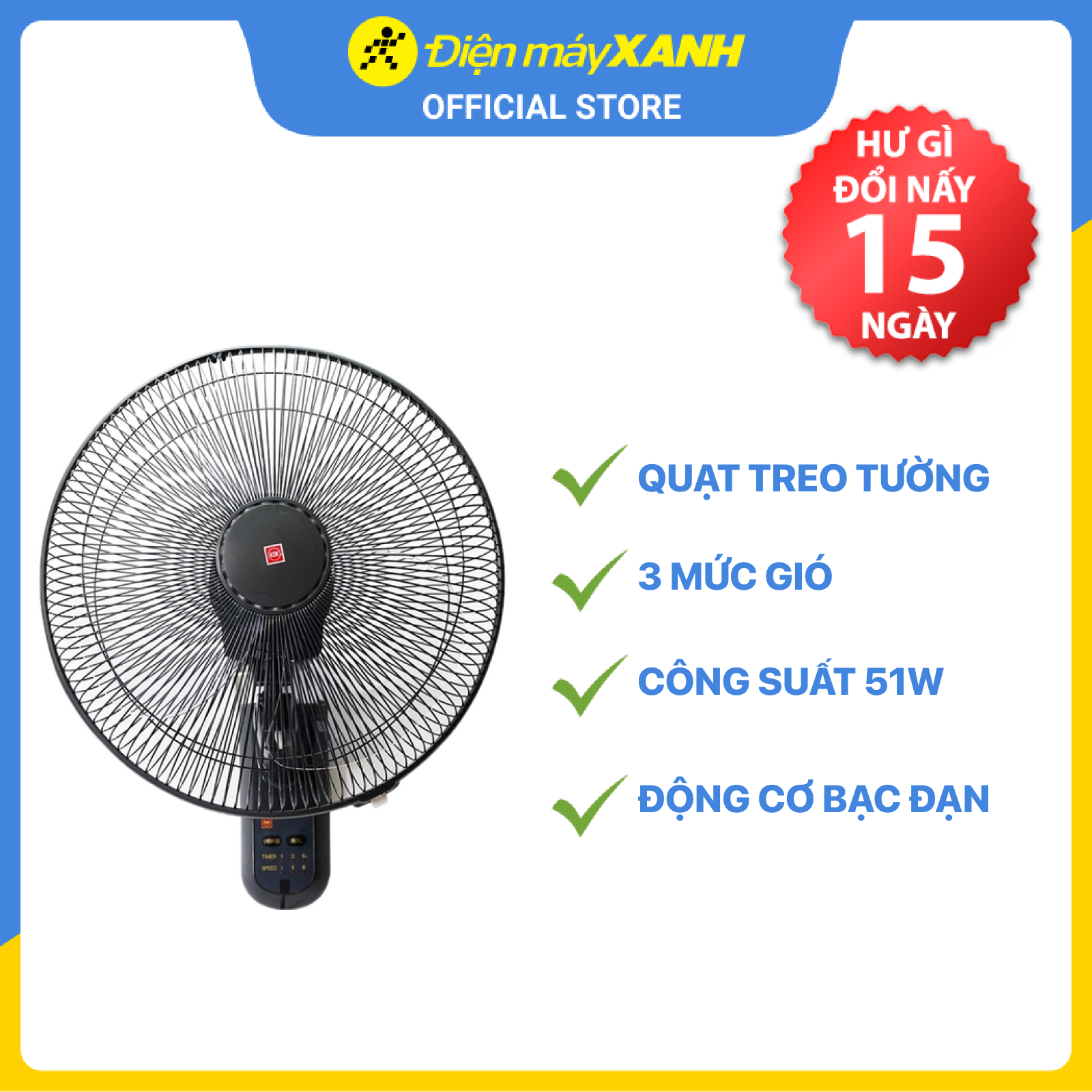 Quạt treo KDK M40M Đen - Hàng chính hãng