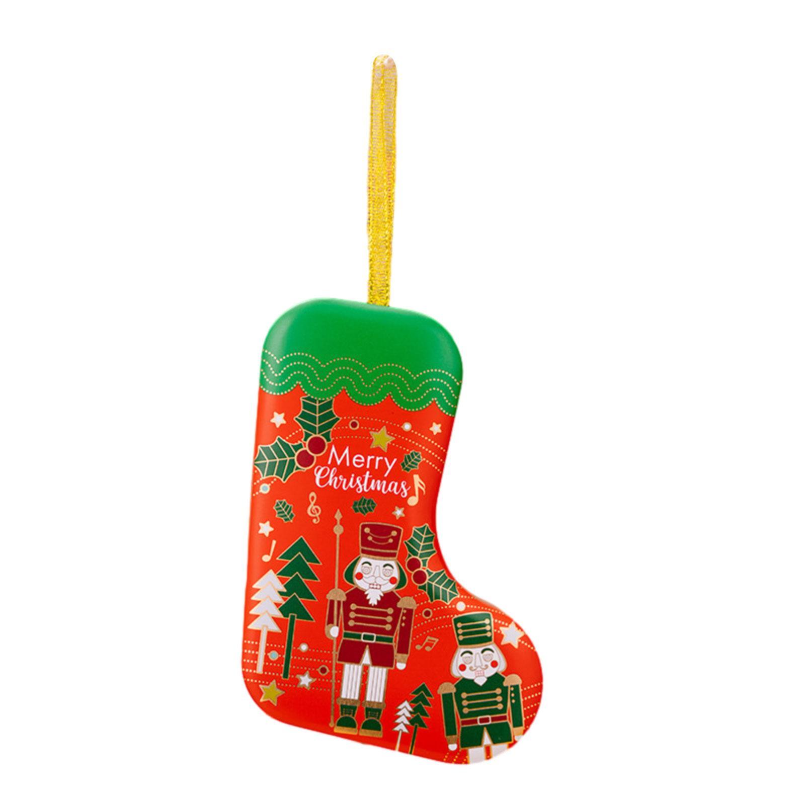 Christmas Tin Box Hanging Gift Box Unique Snack Container Cookie Tin Jar Treat Box for Christmas Tree Festival Party Supplies