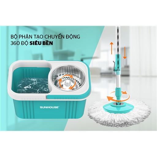 Bộ lau nhà cao cấp xoay 360độ SUNHOUSE KS-CL350PB - thùng vắt + cây lau