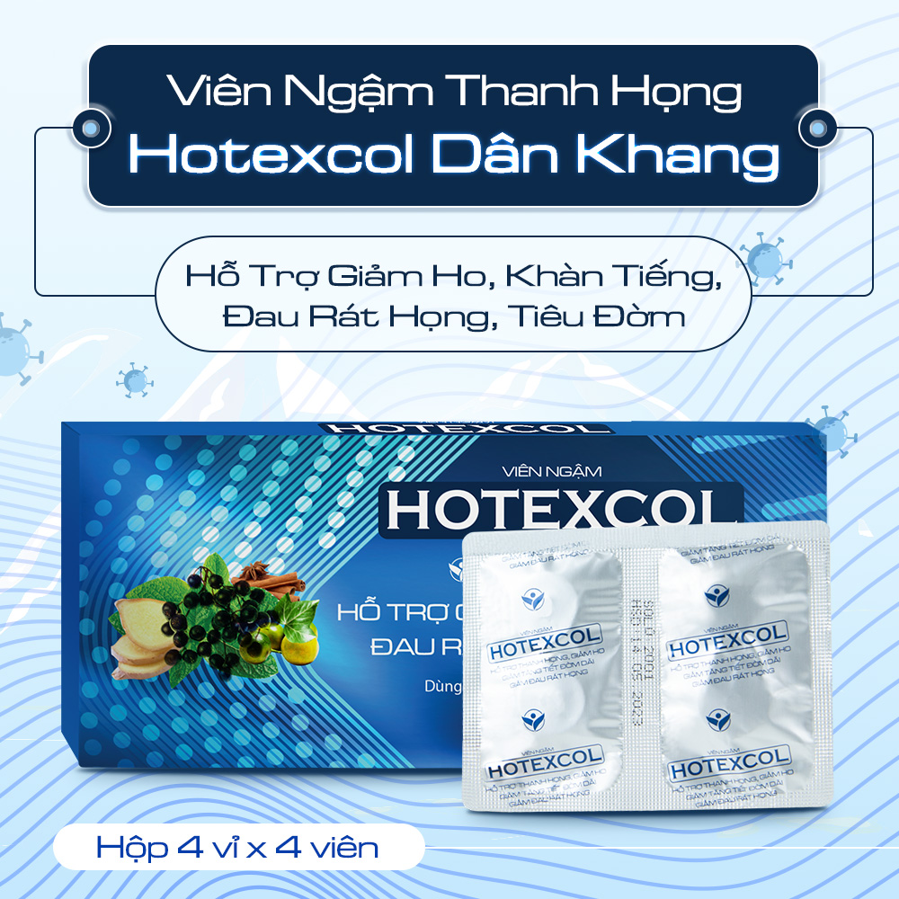 Viên Ngậm Thanh Họng Hotexcol Dân Khang Hộp 4 vỉ x 4 viên