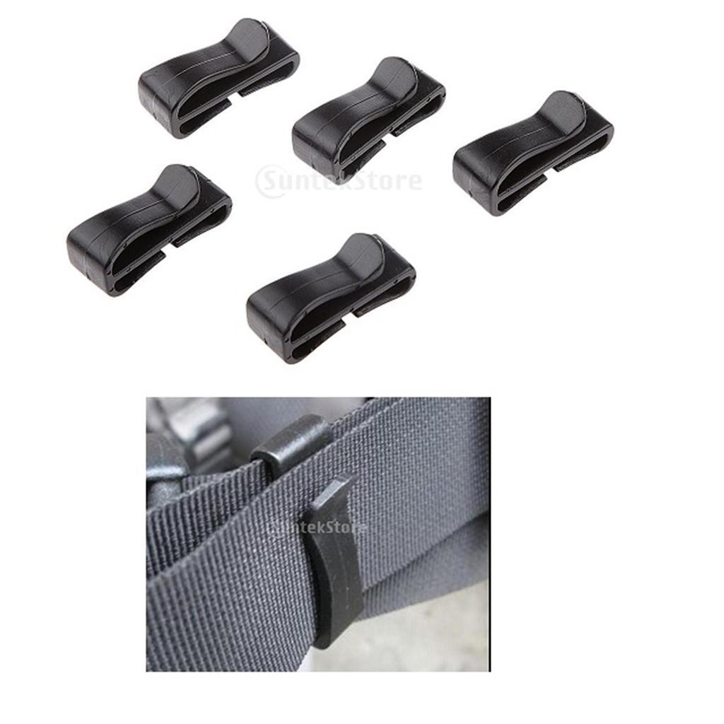 10pcs Quick-Slip Keeper Buckle Backpack Bag Webbing Strap Clip 25mm Black