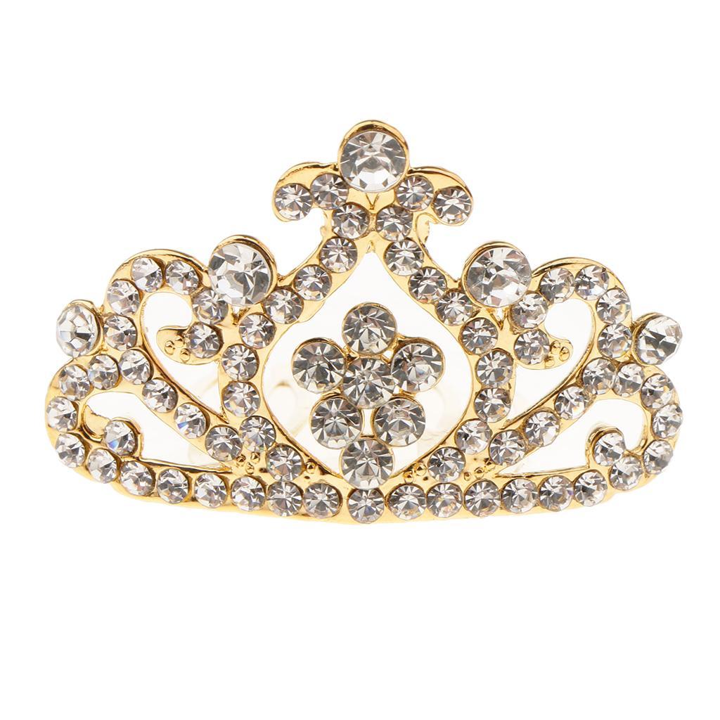 Girls Princess Tiara Crown with Comb Kids Hair Accessories Gold