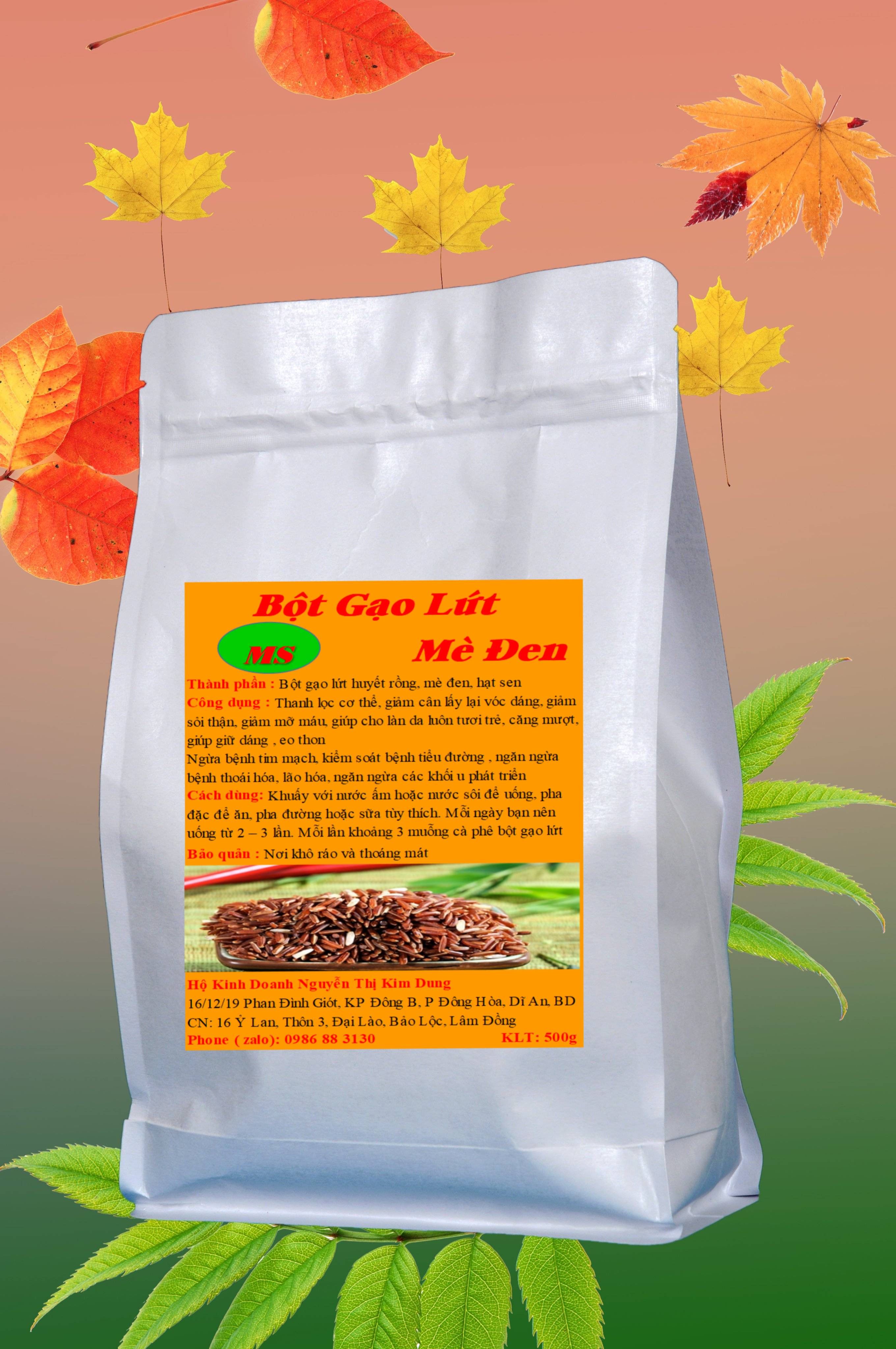 Bột gạo lứt - mè đen - hạt sen 500g -