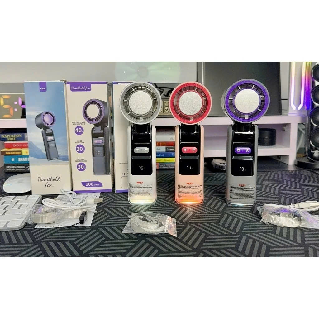 Quạt Cầm Tay Mini Sò Lạnh 6000mAh, Quạt Tích Điện Làm Mát Nhanh, Gấp Gọn, Nhiều Tốc Độ Gió, Tặng Dây Đeo - HÀNG CHÍNH HÃNG MINIIN