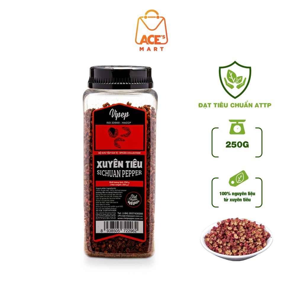 Xuyên tiêu - Hoa tiêu tứ xuyên Vipep 250g cay thơm nồng - gia vị nêm nếm, nấu lẩu đậm đà, hạt tiêu đỏ tốt cho sức khoẻ