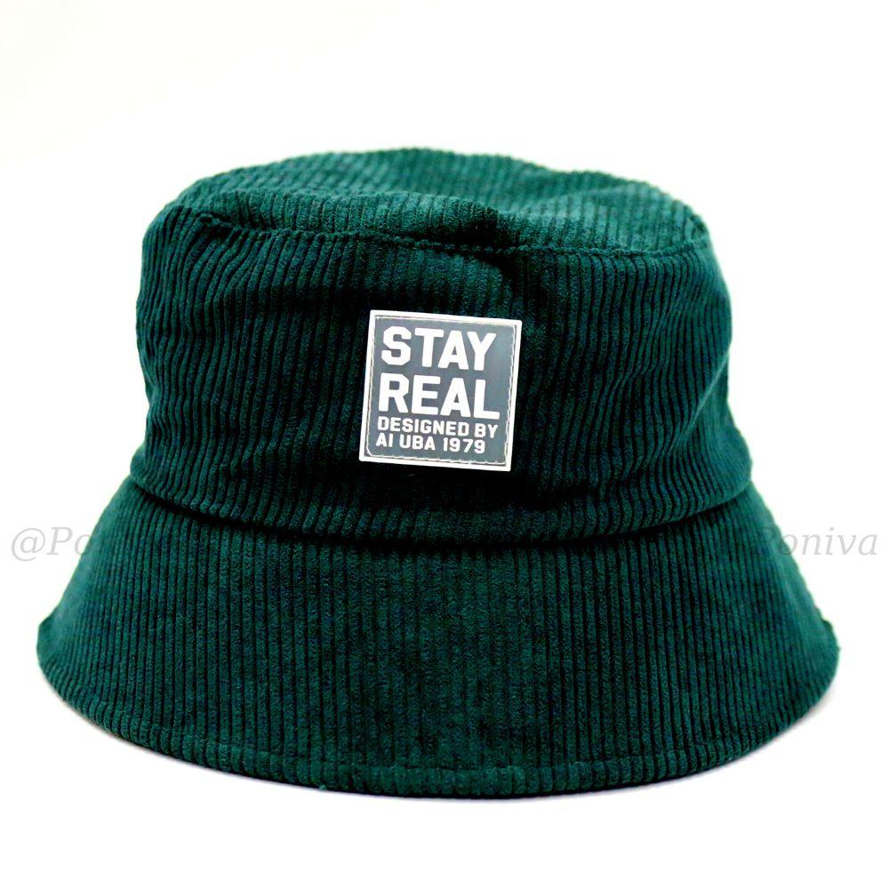 Mũ bucket ️ Nón tai bèo vành cụp thêu chữ stay real form unisex BK12 nhung tăm Ulzzang Thời trang PONIVA siêu hot