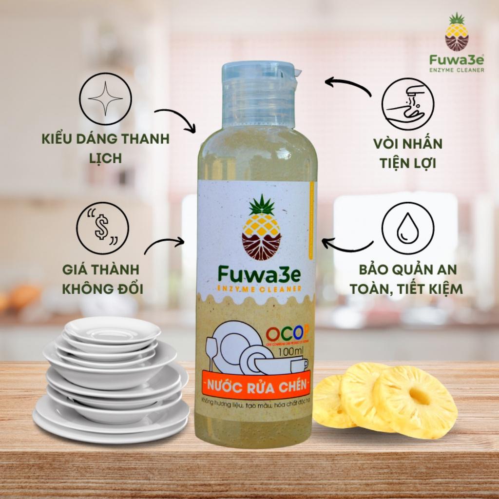 Nước Rửa Chén Hữu Cơ Fuwa3e Organic Enzyme Sinh Học 100ml An Toàn Cho Bé bảo Vệ Da Tay