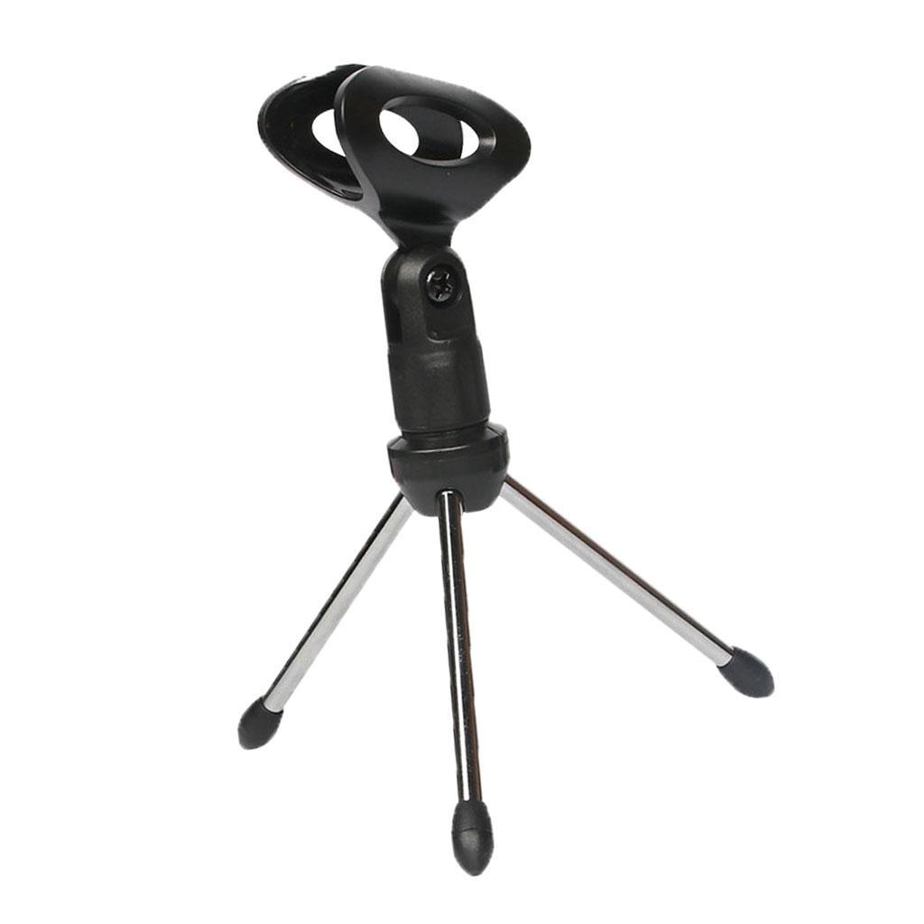 Universal Adjustable Desk Mic Stand Desktop Tabletop Table Top Short Microphone Stand with Non-Slip Mic Clip