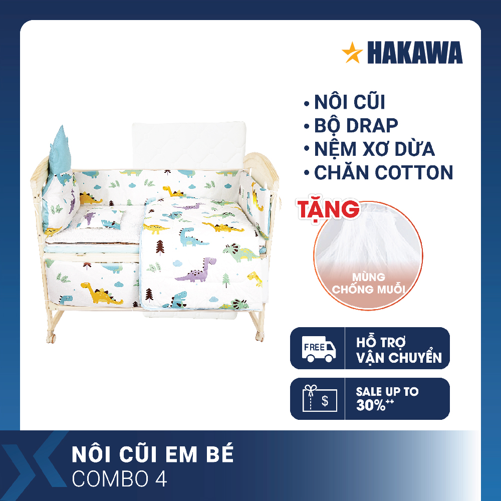 NÔI CŨI, GIƯỜNG CŨI CAO CẤP ĐA NĂNG CHO BÉ HAKAWA HK-B03 (COMBO 4) - HÀNG CHÍNH HÃNG