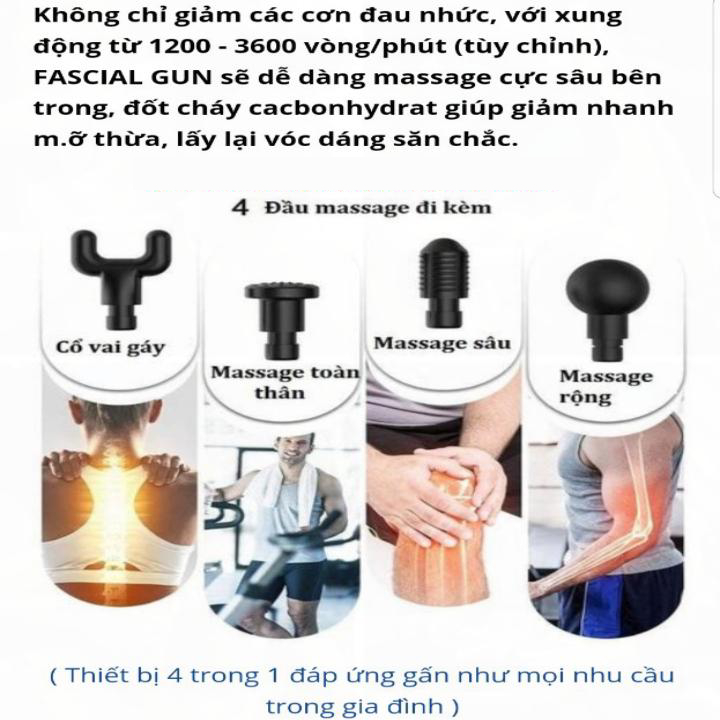 Máy mát xa massage mini đa năng cầm tay Fascial Gun Phoenix thế hệ mới - 6 Cấp Độ, Hỗ Trợ Mát Xa Chuyên Sâu, Giảm Đau Cơ, Cứng Khớp - Tặng kèm 04 đầu mát xa