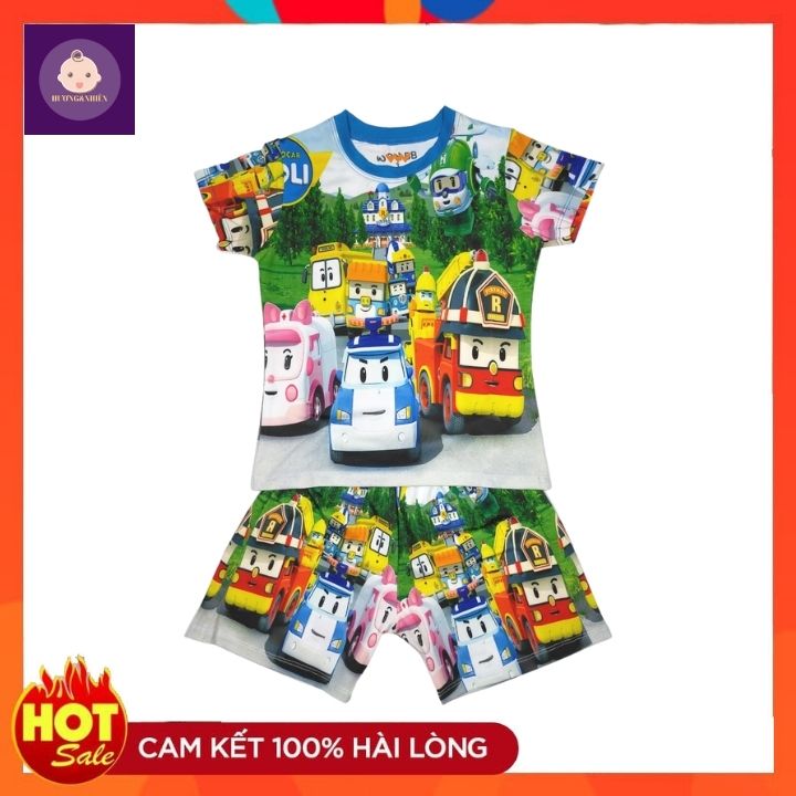 Bộ quần áo bé trai Robocar Poli - đội xe cứu hộ 10-43kg- Đồ trẻ em thun lạnh in 3d sắc nét - Hương Nhiên