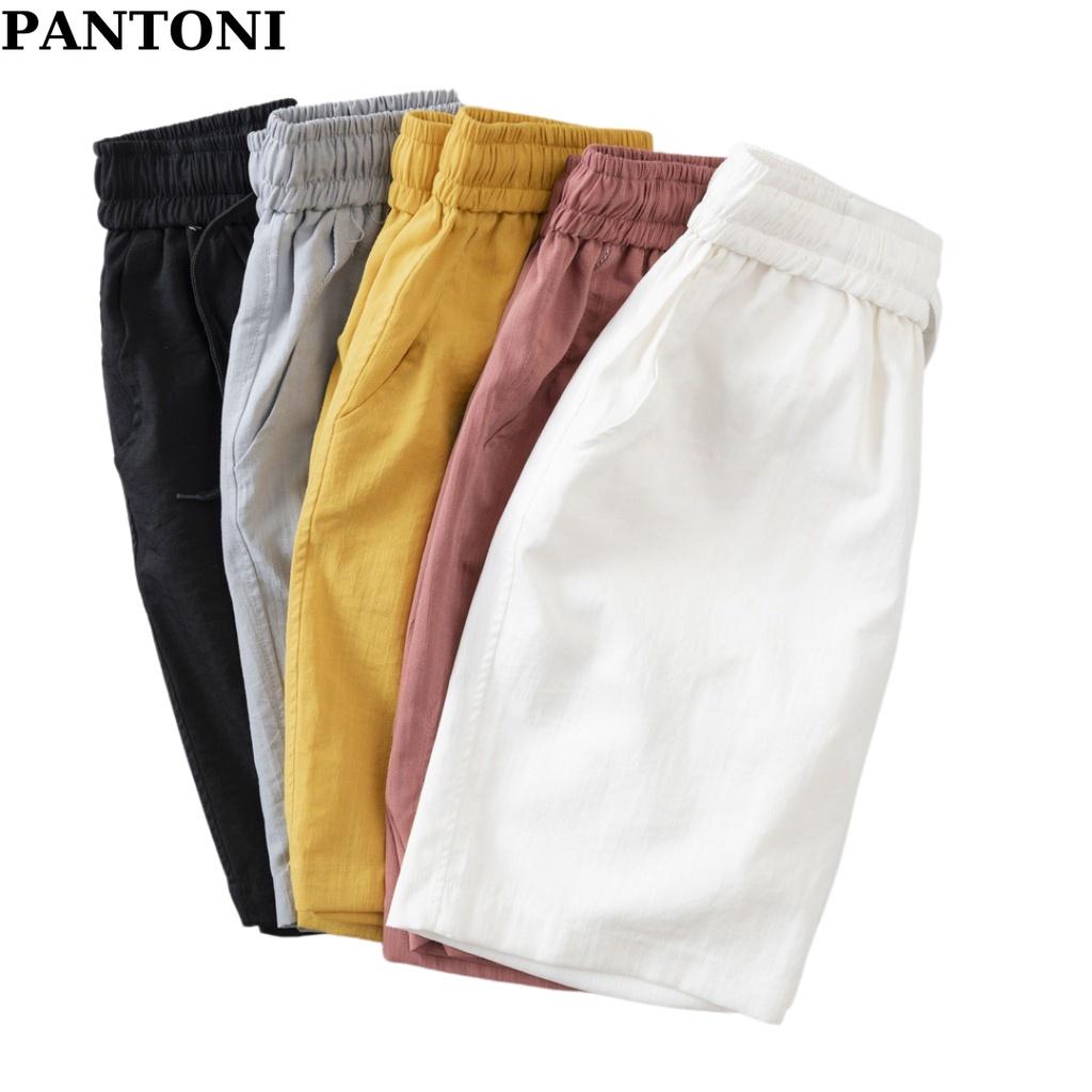Quần short nam Pantoni chất đũi mềm mát, quần ngố nam chuẩn form cạp chun dây rút(SD79