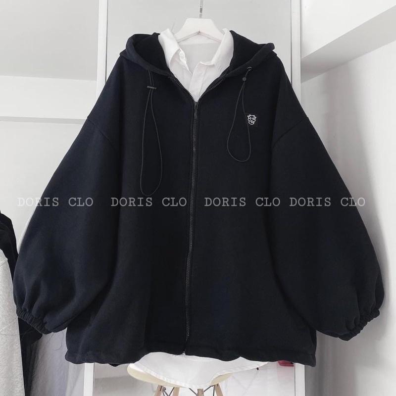 Áo Khoác Nữ Form Rộng Thêu Logo Bò Sữa 2 màu Vải Nhung Gân