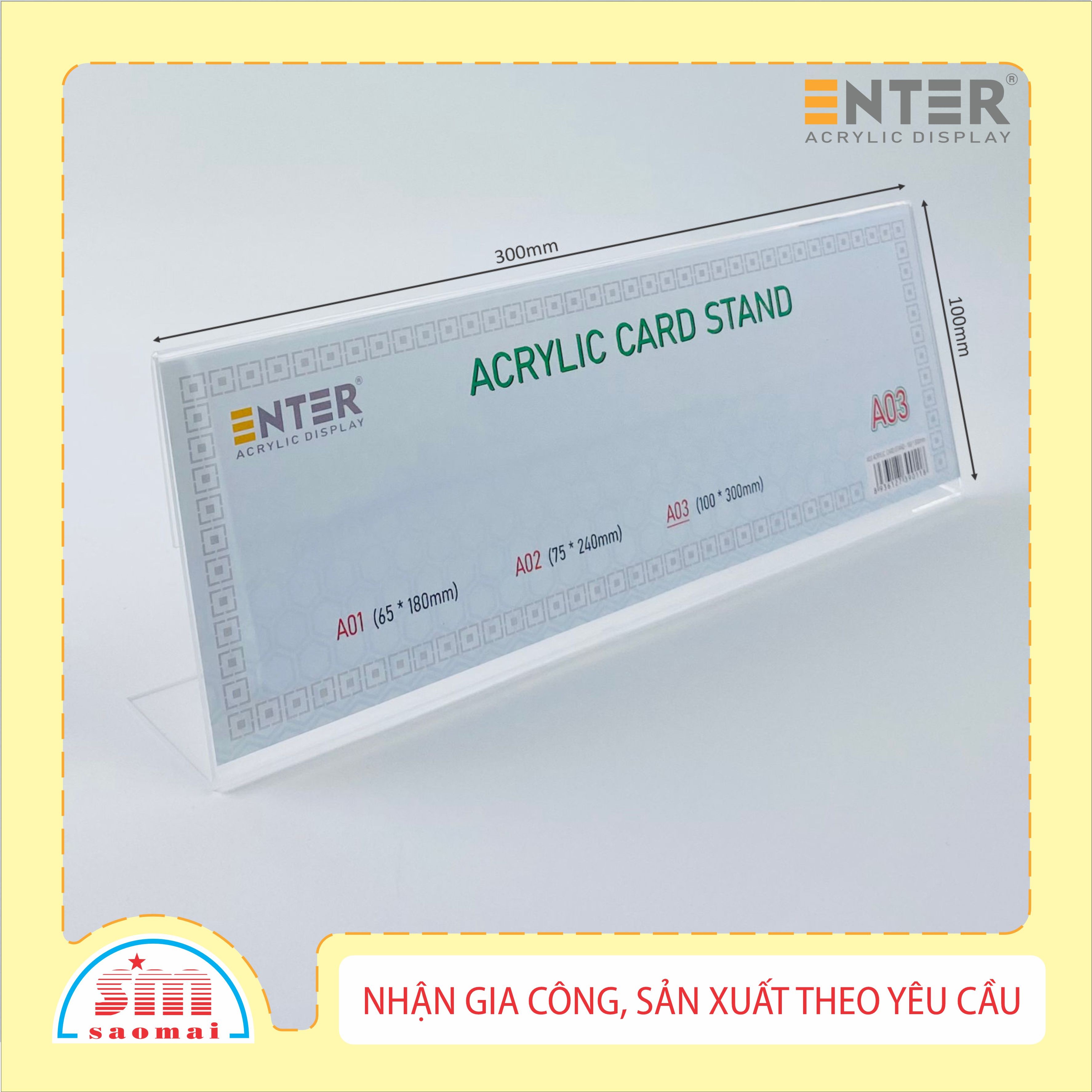 Kệ mica chức vụ 1 mặt Enter A03 300x100mm