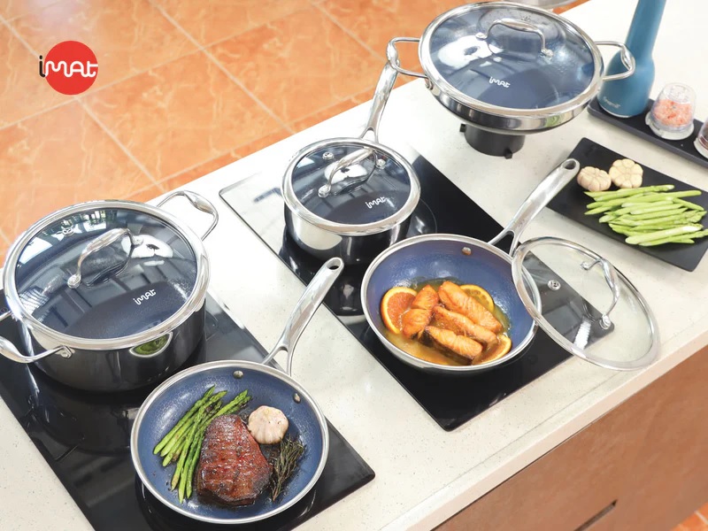 Bộ Nồi Chảo iMat Hybrid Lòng Xanh