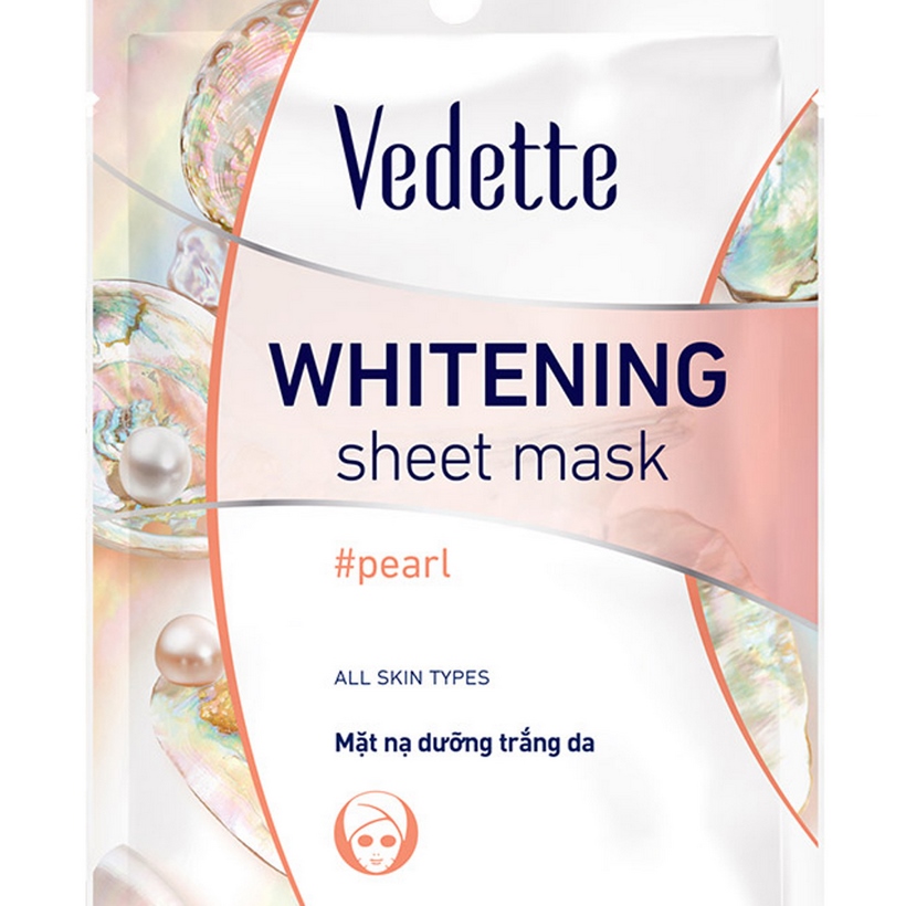 Mặt nạ giấy dưỡng trắng da Ngọc trai Vedette Whitening Mask Pearl 22ml