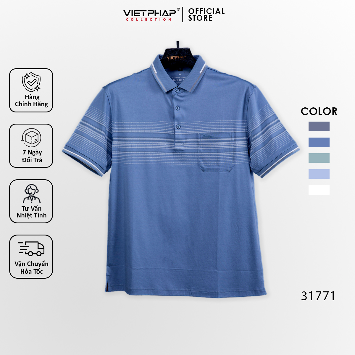 Áo Thun Cotton Lạnh Cao Cấp VIỆT PHÁP / Form Luxury - Chất liệu cotton co dãn và thấm hút mồ hôi tốt 31771