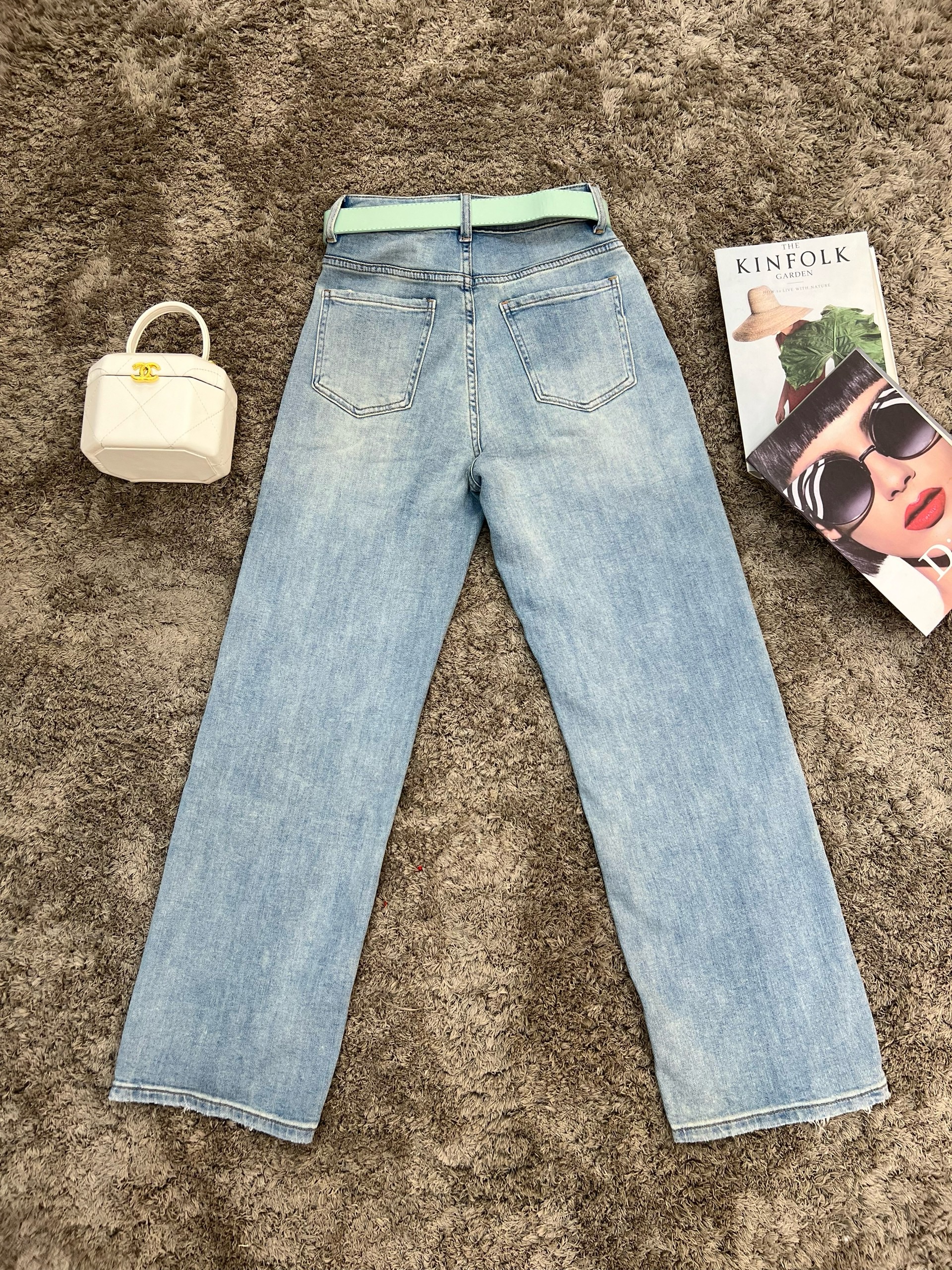 Quần Jeans ống rộng kèm dây nịt - J36