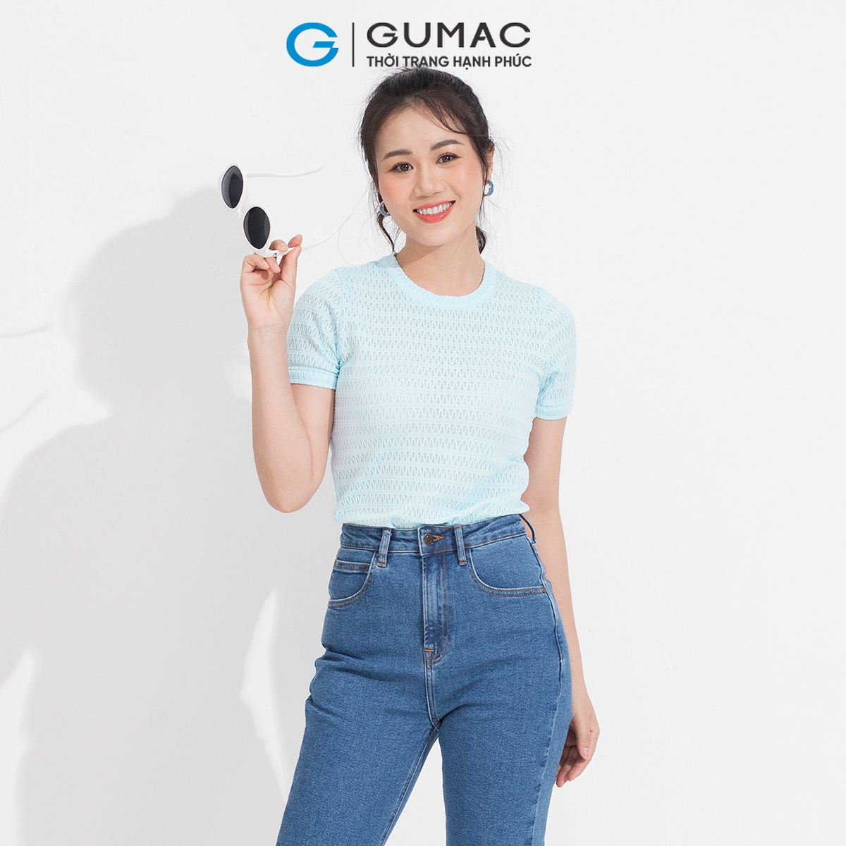 Áo thun dệt họa tiết GUMAC ATD05037