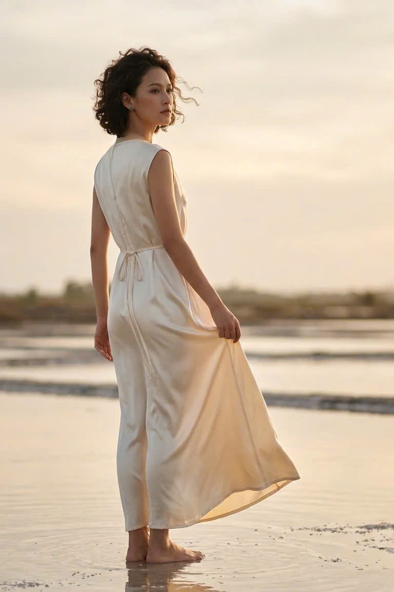 Đầm Suông Maxi Lụa Tơ Tằm Tĩnh Hải DRE202 Thời trang thiết kế Hity