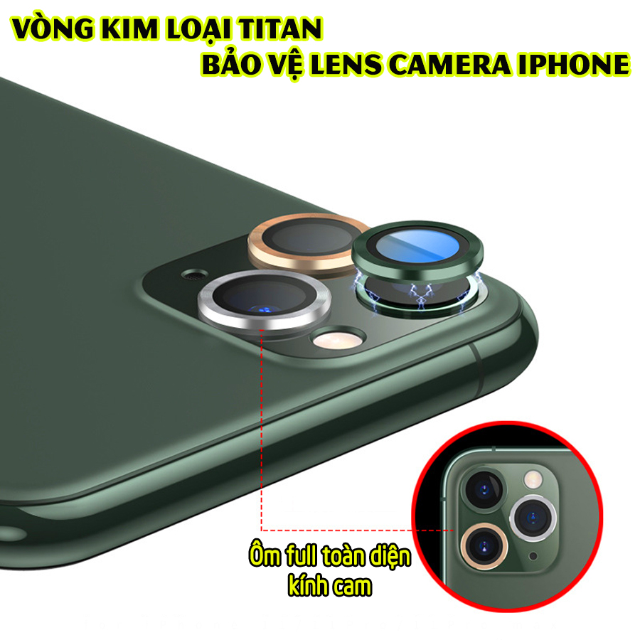 Tặng hộp đựng lens cao cấp - Vòng kim loại titan bảo vệ lens camera cho các dòng iphone 13 / 13mini / 13pro / 13promax - nhiều màu