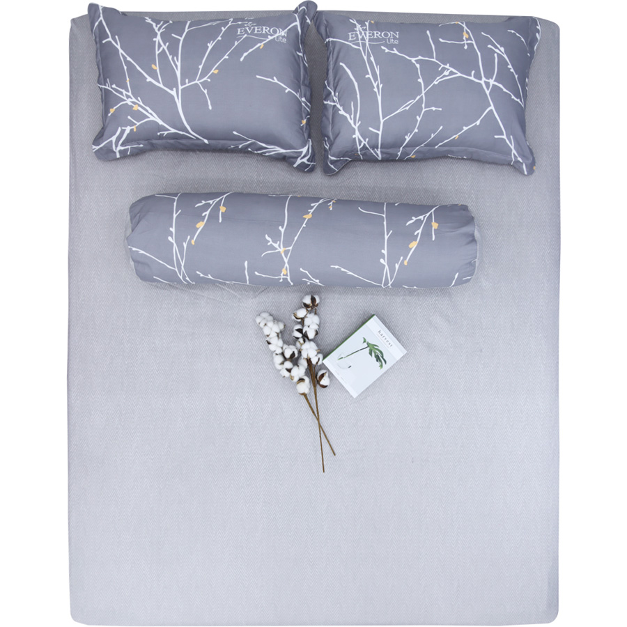 Bộ ga giường Everon Lite ELM 102 Microfiber Xám (4 món)