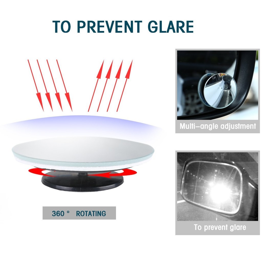 ROGTZ Bộ 02 Gương Cầu Lồi Đa Cực 360 Độ Gắn Gương Chiếu Hậu Ô Tô, Xe Máy - Hàng Nhập Khẩu