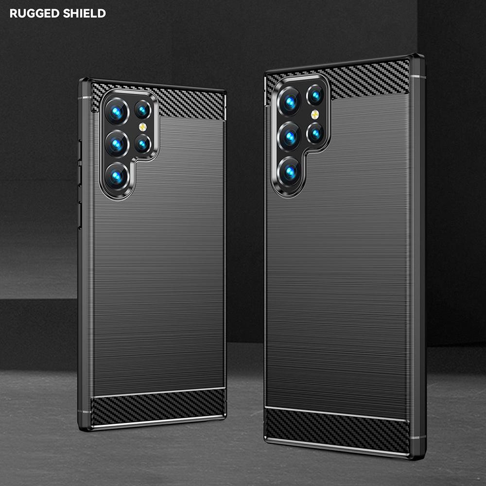 Ốp lưng cho Samsung S23 Ultra 5G silicone mềm Carbone phay xước chống sốc chống vân tay