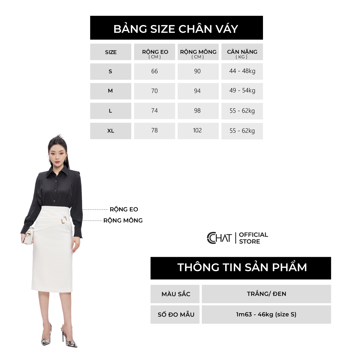 Chân Váy  Dáng A Nhún Tà Bong Thân Trước Chất Tuytsi Cao Cấp 53CDS8003AT