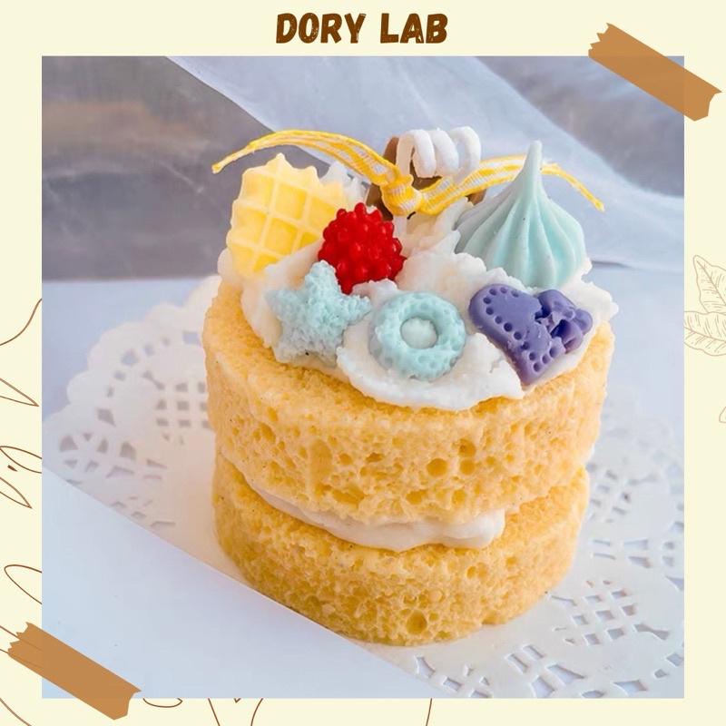 Nến Thơm Bánh Kem 2 Tầng Mix Topping Màu Pastel Handmade, Quà Tặng Sinh Nhật - Dory Lab