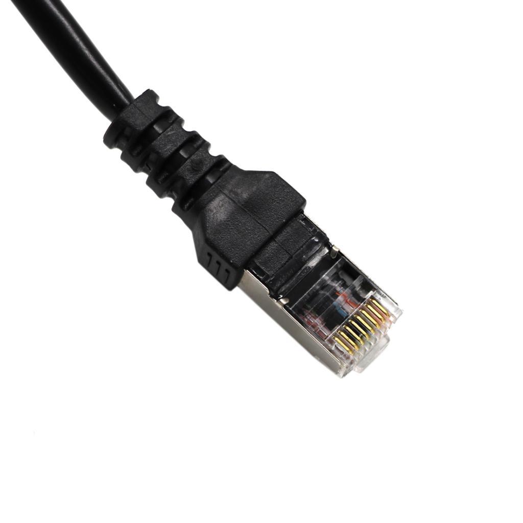RJ45 Male to 3 Female Network Extender Cable Splitter + Cat 6 Cable Black