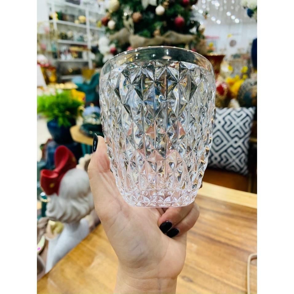 Ly thủy tinh chịu nhiệt uống nước vân kim cương
