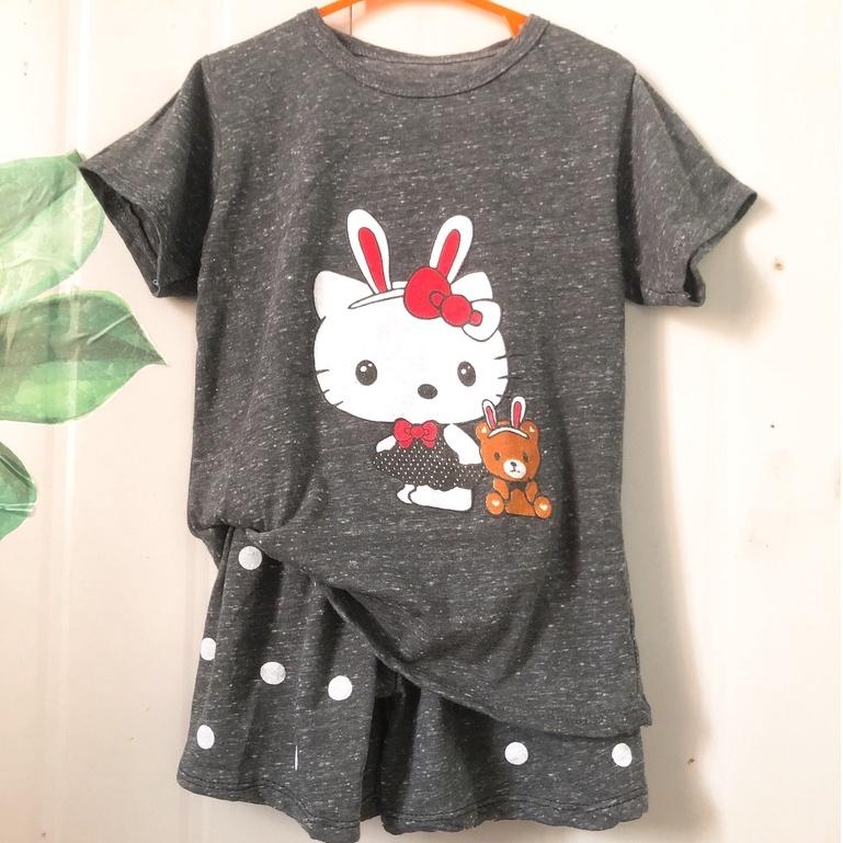 (15-30kg) Bộ cộc tay bé gái in hình chuột mickey,gấu bear, thun cotton hàng chính phẩm Cizi.shop