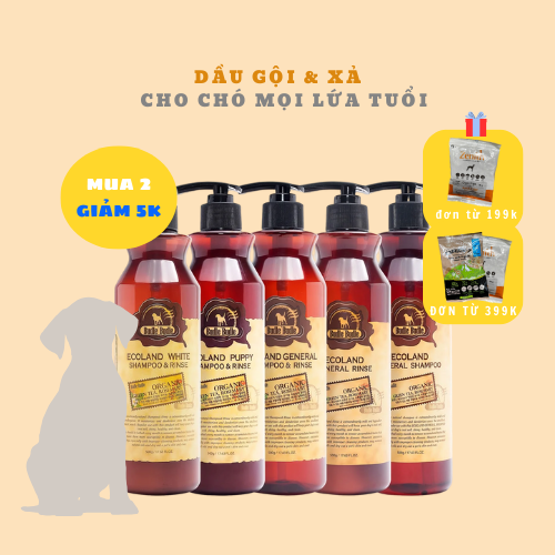 Sữa tắm cho chó Budle'Budle Ecoland General Shampoo | Dầu gội và xả cho chó 100% thiên nhiên | Da sạch khoẻ | Lông bóng mượt | Giảm rụng, xơ rối