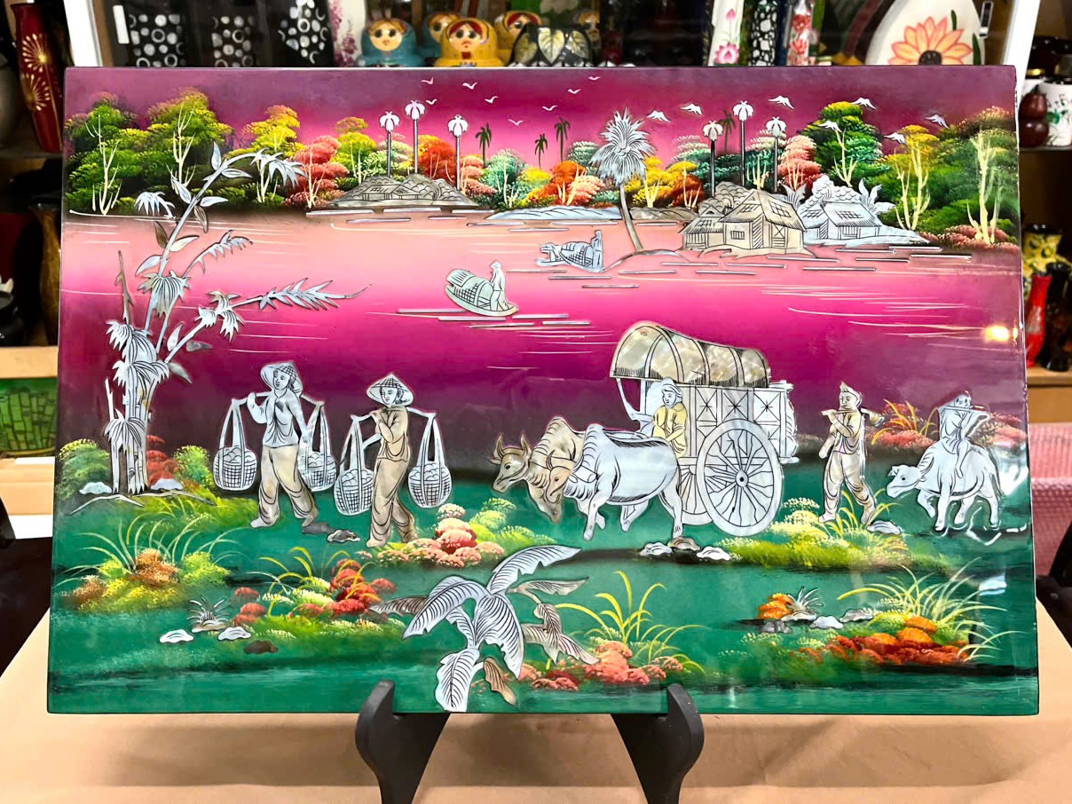 Tranh sơn mài - ĐỒNG QUÊ VIỆT NAM - Khảm cừ cao cấp, hàng xuất khẩu nhiều size