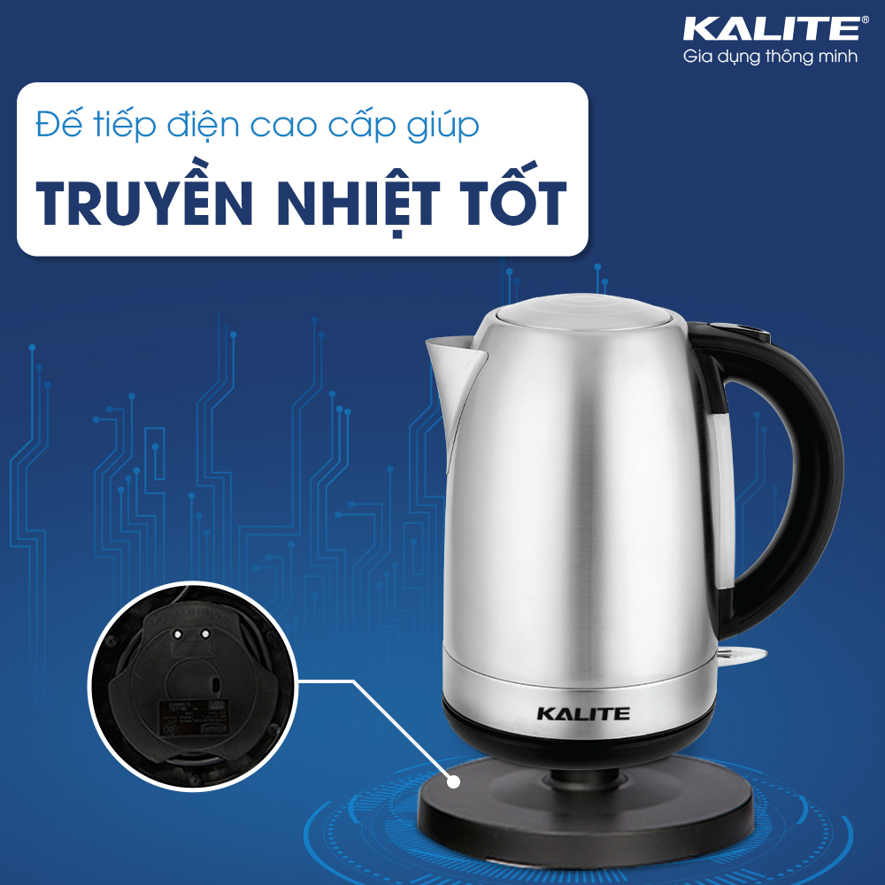 Ấm đun nước siêu tốc Kalite KL 301, dung tích 1.7L, công suất 1850W, 3 chế độ tự ngắt điện an toàn, hàng chính hãng