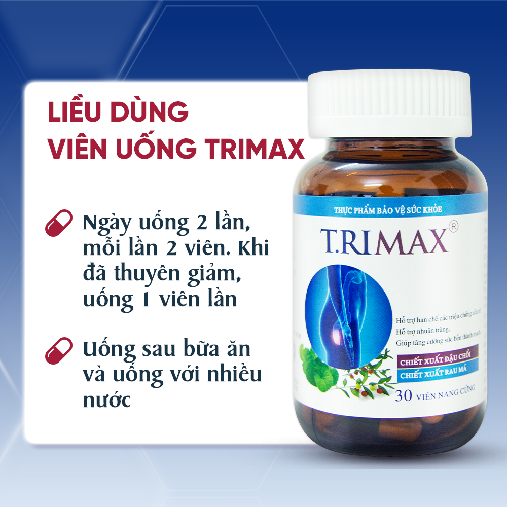 Viên Uống Hỗ Trợ Co Thắt Búi Trĩ Trimax Hủ 30 Viên Nguyên Liệu Từ Thiên Nhiên