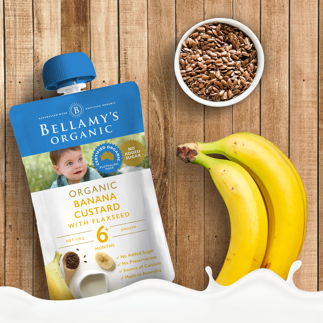 Combo 6 Túi Hỗn Hợp Kem Sữa Chuối với Hạt Lanh Hữu Cơ Bellamy's Organic