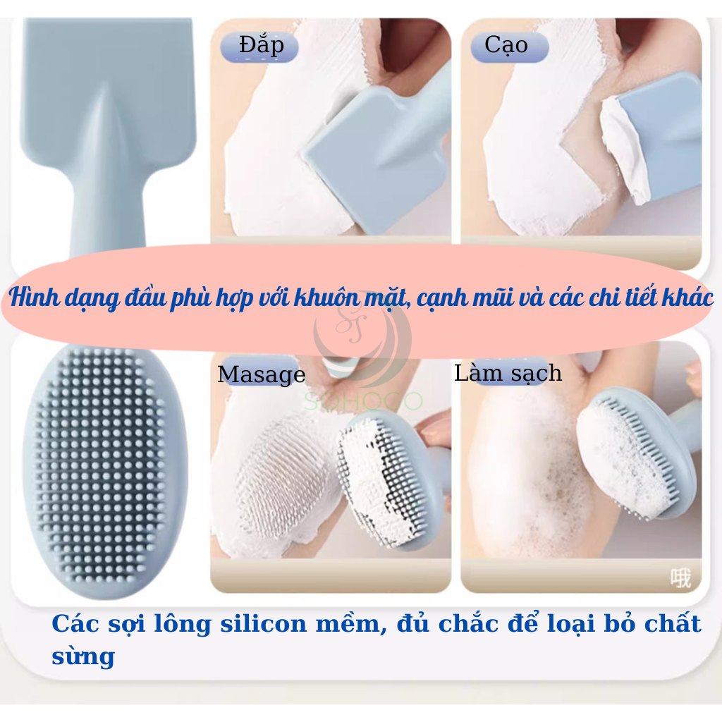 Cọ Đắp Mặt Nạ 2 Đầu Silicone – Làm Đẹp Thông Minh Cây Cọ Massage &amp; Thoa Mặt Nạ 2 Trong 1 Cọ Silicone Đắp Mặt Nạ Đa Năng – Mềm Mại, Dễ Dùng Cọ Đắp Mask Chăm Sóc Da 2 Đầu – Tẩy Tế Bào Chết &amp; Đắp Mask