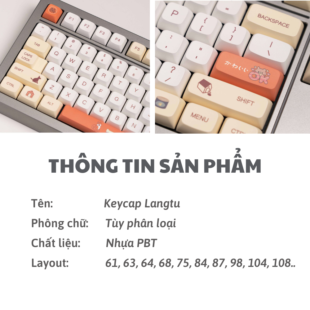 Tổng Hợp Mẫu Phím Keycap Lẻ Cute Nhựa PBT Langtu Profile XDA Sử Dụng Custom Bàn Phím Cơ Hàng Chính Hãng