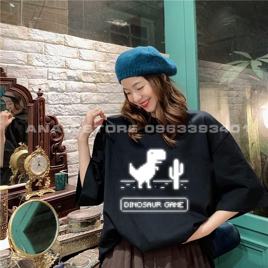 Áo thun phản quang tay lỡ nam nữ khủng long 2