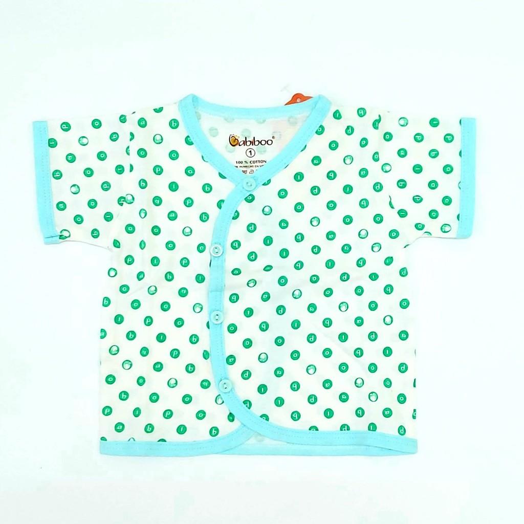 Áo Sơ Sinh Cổ Tim Chấm Bi Tay Ngắn Babiboo Chất Cotton dày dặn Cho Bé - BB49