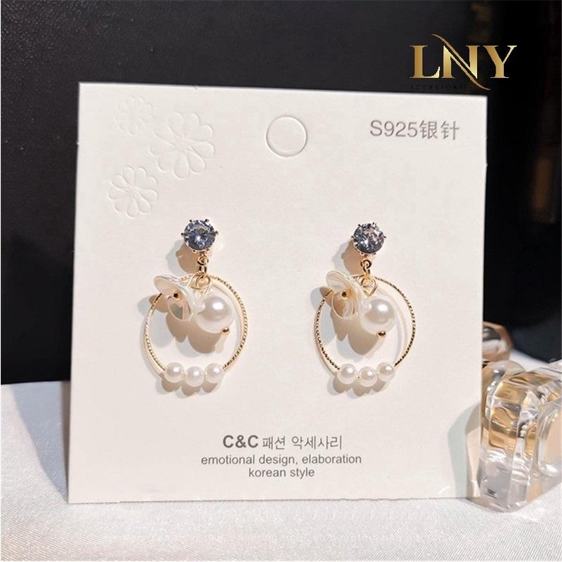 Bông tai nữ ngọc trai nhân tạo đính đá kiểu Hàn Quốc phụ kiện trang sức thời trang đẹp