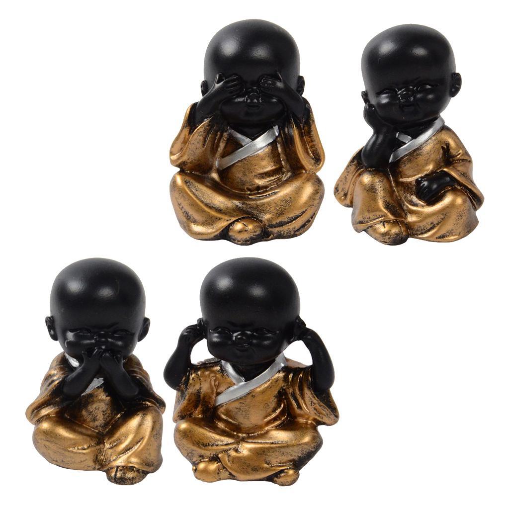3X Resin Small Buddha Statue Monk Figurine Tea pet Ornaments Style01