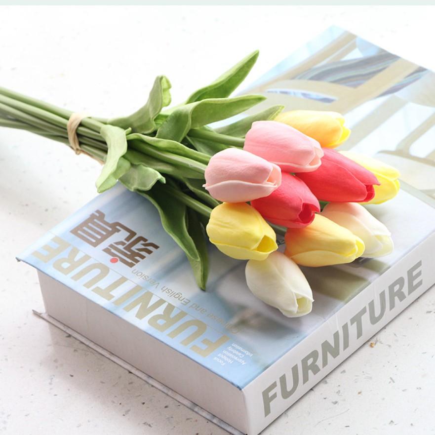 Hoa tulip giả trang trí để bàn decor phòng khách chụp ảnh cao cấp H01