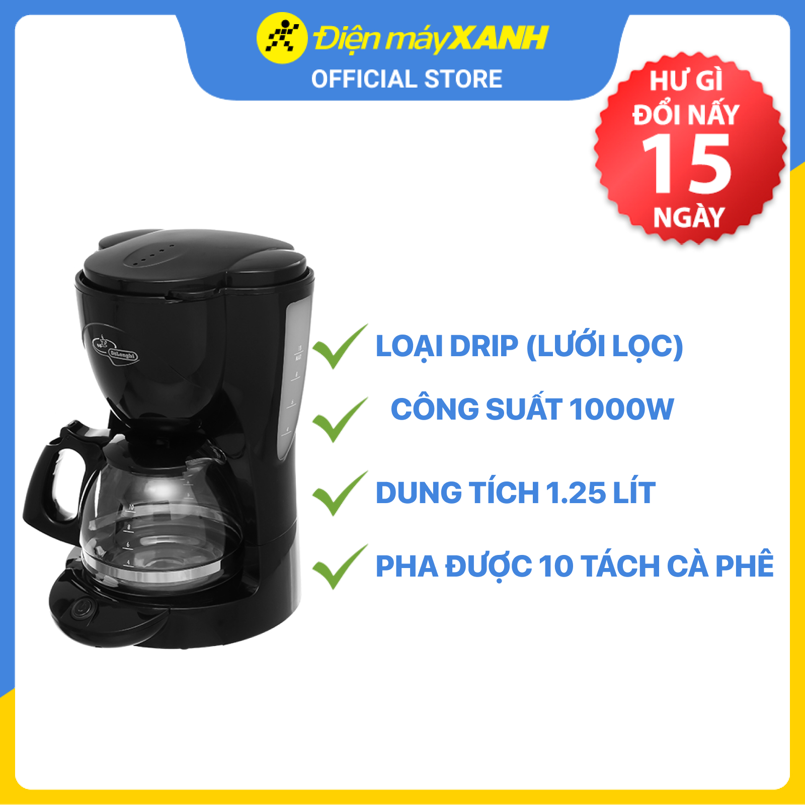 Máy Pha Cà Phê DeLonghi ICM2.1B - Đen - Hàng Chính Hãng