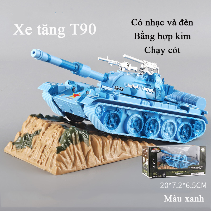 Đồ chơi mô hình xe tăng T90 chất liệu hợp kim, có âm thanh và ánh sáng, kích thước lớn