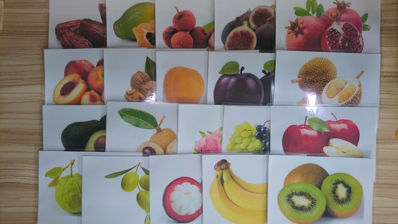 Fruit Flashcards - Set 1 - Thẻ học tiếng Anh chủ đề Trái cây - Bộ 1 - 20 cards: apple, apricot, avocado, banana, date, dragon fruit