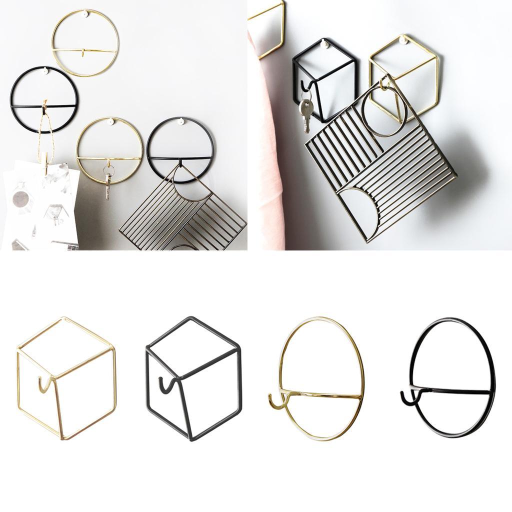 Nordic Style Geometric Design Cast Iron Art Wall Hook Storage Rack